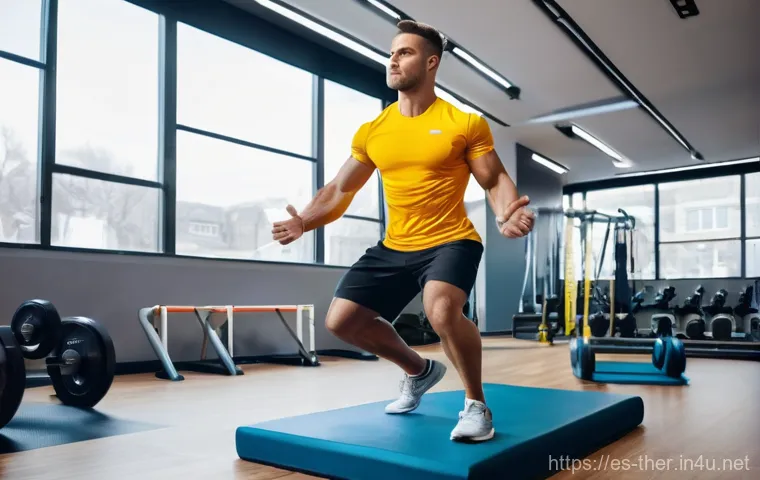 물리치료사 전문 자격증 종류 - A dynamic and inspiring scene within a state-of-the-art sports physiotherapy clinic. A male athlete ...